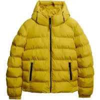 Superdry pour homme. M5011905A Veste de sport matelassée à capuche jaune (L), Casuel, Polyester
