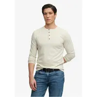 Superdry Slub Grandad Long Sleeve T-shirt Beige L Homme