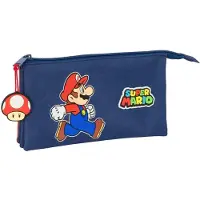 Safta Super Mario Dreifach-Federmäppchen Trick Rouge DunkelBleu