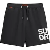 Superdry pour homme. M3010247A 43,2 cm maillot de bain avec logo Sportswear noir (S), Beachwear, Polister recyclé, Durable