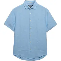 Superdry pour homme. M4011104A Chemise Riviera bleu clair (M), Casuel, Lin, Manche courte