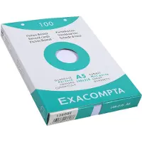 Exacompta Bristol 148x210mm 205g quadrillé perforé - Etui de 100 fiches - Blanc