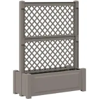 vidaXL Grande jardinière avec treillis, gris, 99,5 x 43 x 133,5 cm, polypropylène