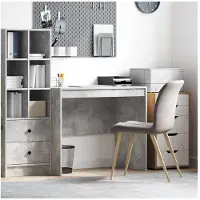 vidaXL Bureau en béton gris 90 x 50 x 76 cm