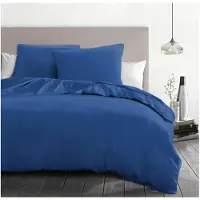 HOME LINGE PASSION parure de lit 3 pièces microfibre, 82 g - 240 x 260 cm - Bleu