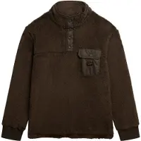 Superdry pour homme. M2014258A Polaire High Pile Polaire Half Zip marron (S), Casuel, Polyester