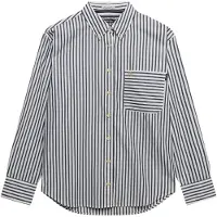 Superdry Chemisier 'Poplin' bleu foncé / blanc