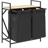 vidaXL Panier à linge à 2 compartiments avec étagère chêne Sonoma