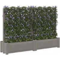 vidaXL Grand Pot Avec Trellis 2 Pcs Gris 200 X 43 X 133,5 Cm Pp
