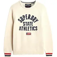 Superdry pour femme. W6110629A Pull Slouchy Intarsia Graphic blanc cassé (S), Casuel, Coton
