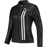 Rusty Stitches Alice, veste en cuir pour femmes ,Noir/Blanc ,36