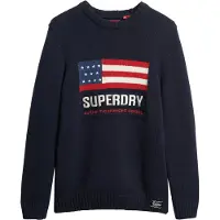 Superdry pour homme. M6110637A Pull Vintage Athletic navy (L), Casuel, Coton, Marine