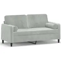 vidaXL Canapé 2 places avec coussins décoratifs gris clair 140 cm velours