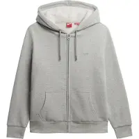 Superdry pour femme. W2012633A Sweat à capuche et fermeture éclair Essential Borg Lined gris (M), Casuel, Coton