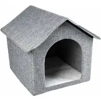 Laroy Gilly maison grise pour chat (pliable, avec coussin)