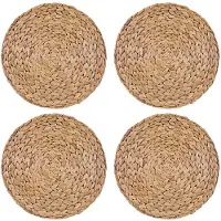 Creative Tops Water Hyacinth Pack Of 4 Round Placemats Beige