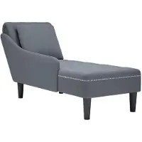 vidaXL Chaise longue avec coussin et accoudoir droit gris foncé velours