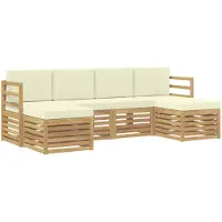 vidaXL Ensemble de canapés d'extérieur , 6 pièces, blanc et crème, 245 x 122,5 x 73 cm