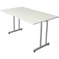 Kerkmann Büromöbelfabrik Smart office Schreibtisch weiss rechteckig C-Fuss-Gestell silber 140,0 x 70,0 cm