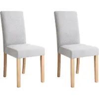 Beliani Ensemble de 2 chaises de salle à manger, pieds en bois recouverts de tissu gris, style moderne
