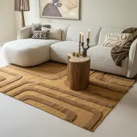 Studio Clarice Tapis en laine – Judith Lines Marron | 160x230cm | Rectangulaire | Pile haute