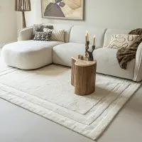 Studio Clarice Tapis en laine – Judith Border Crème | 230x330cm | Rectangulaire | Pile haute