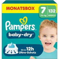 Pampers Baby-Dry Taille 7, 132 couches, 15kg+.