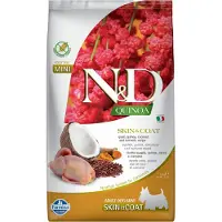 Farmina N&amp;D Quinoa Dog Skin &amp; Coat Adult Mini caille &amp; coco 2,5 kg pour petits chiens + N&amp;D Quinoa Dental Treat Skin &amp; Coat Quail Mini 60 g GRATUIT