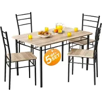 Casaria Ensemble table et 4 chaises LEO Chêne clair en métal laqué MDF