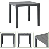 The Living Store Table de jardin anthracite 78 x 78 x 72 cm plastique