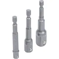 Kraftmann 8204 Jeu d'adaptateurs pour perceuses, 6,3 (1/4) - 10 (3/8) - 12,5 (1/2)