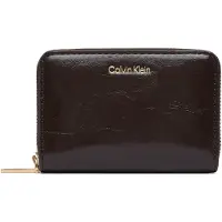 Calvin Klein Porte-monnaies 'Foil Logo Zip-around Glossy' brun foncé