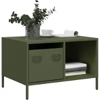 vidaXL Table basse vert olive 68,5x50x43,5 cm Acier laminé à froid