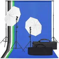 vidaXL Kit de studio photo avec éclairage et toile de fond