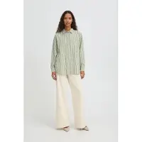 Ichi Chemisier 'IHFluca' gris foncé / vert clair / blanc