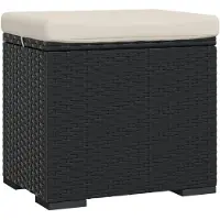 vidaXL Pouf avec coussin noir 40x30x40 cm résine tressée