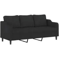 vidaXL Canapé à 3 places Noir 180 cm Tissu