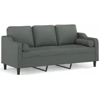 vidaXL Canapé 3 places avec oreillers gris foncé 180 cm tissu