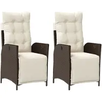 vidaXL Fauteuil de jardin avec repose-pieds 2 pcs. Réglable Marron Poly Rattan