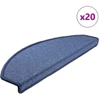 vidaXL Tapis d'escalier 20 pièces 65 x 24 x 4 cm Bleu Demi-rond Grand