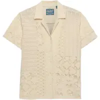 Superdry pour femme. W4010533A Chemise en Dentelle Resort beige (M), Casuel, Coton, Manche courte