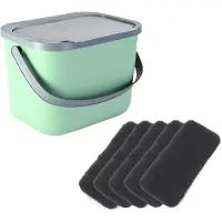 Practic Poubelle de 6 litres pour déchets organiques, vert-gris, Bini + 5 filtres à charbon
