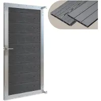 Neu.holz Portail de jardin « Segovia » 180 x 90 cm, WPC, aspect bois, gris