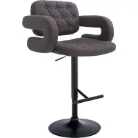 CLP Tabouret de bar Dublin, tissu, réglable en hauteur et pivotant, gris foncé, piètement noir