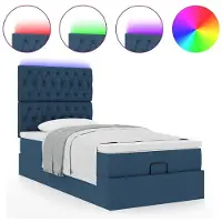 vidaXL Ottomane Lit avec matelas & LEDs Bleu 90x200 cm Tissu