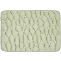 Homescapes Tapis de bain vert sauge à mémoire de forme et reliefs galet, 40 x 60 cm