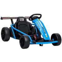AIYAPLAY Voiture Électrique Enfant Formule 1 - 2 Moteurs 24 V - 13 Km/H Max. - Ceinture Sécurité 2 Points - Noir Bleu
