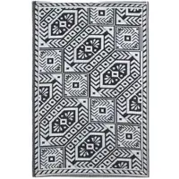 Homescapes Tapis d'extérieur résistant aux intempéries, noir et blanc, 122 x 182 cm, tapis de balcon à motifs géométriques, tapis de jardin réversible