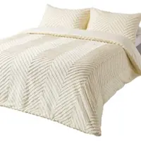 Homescapes Parure de lit en percale 260 x 220 cm blanc cassé 100 % coton, tufté avec motif chevron