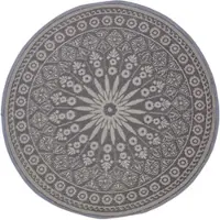 Homescapes Tapis d'extérieur résistant aux intempéries, rond, gris-noir, Ø 170 cm, tapis de balcon à motif mandala, tapis de jardin réversible